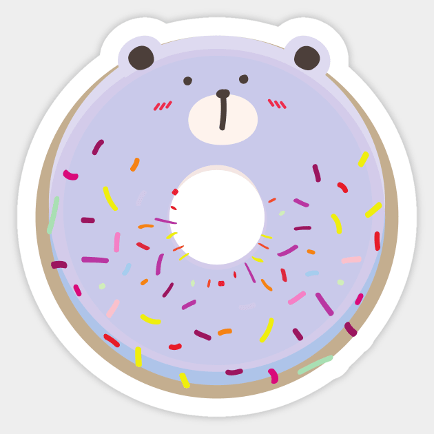 Violet Blushing Cute Bear Donut Sticker by InkyArt